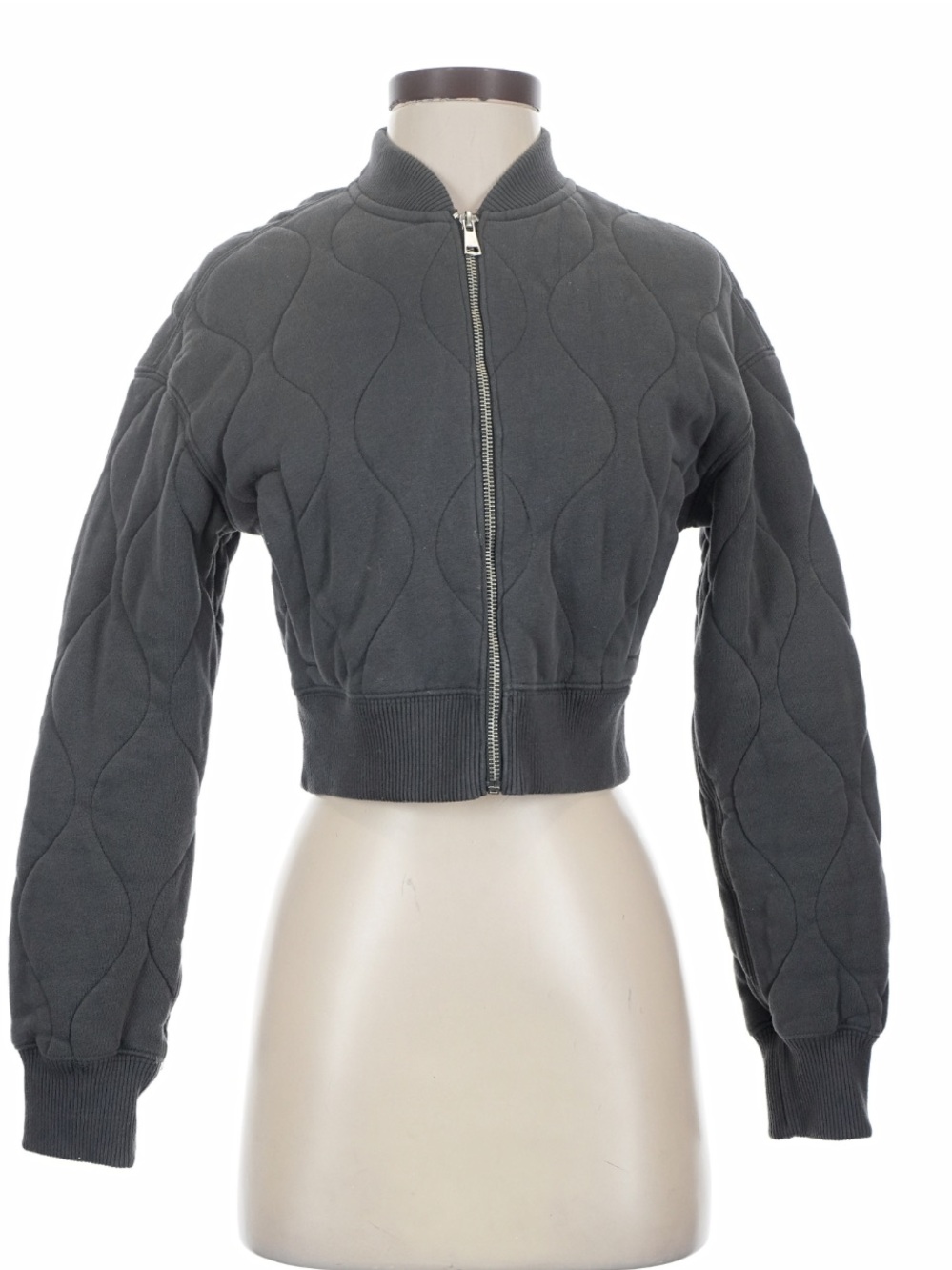 Abercrombie & Fitch Soft Collection Grey Quilted Bomber Jacket